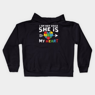 I Am Her Voice She Is My Heart  Auutism Awareness Kids Hoodie